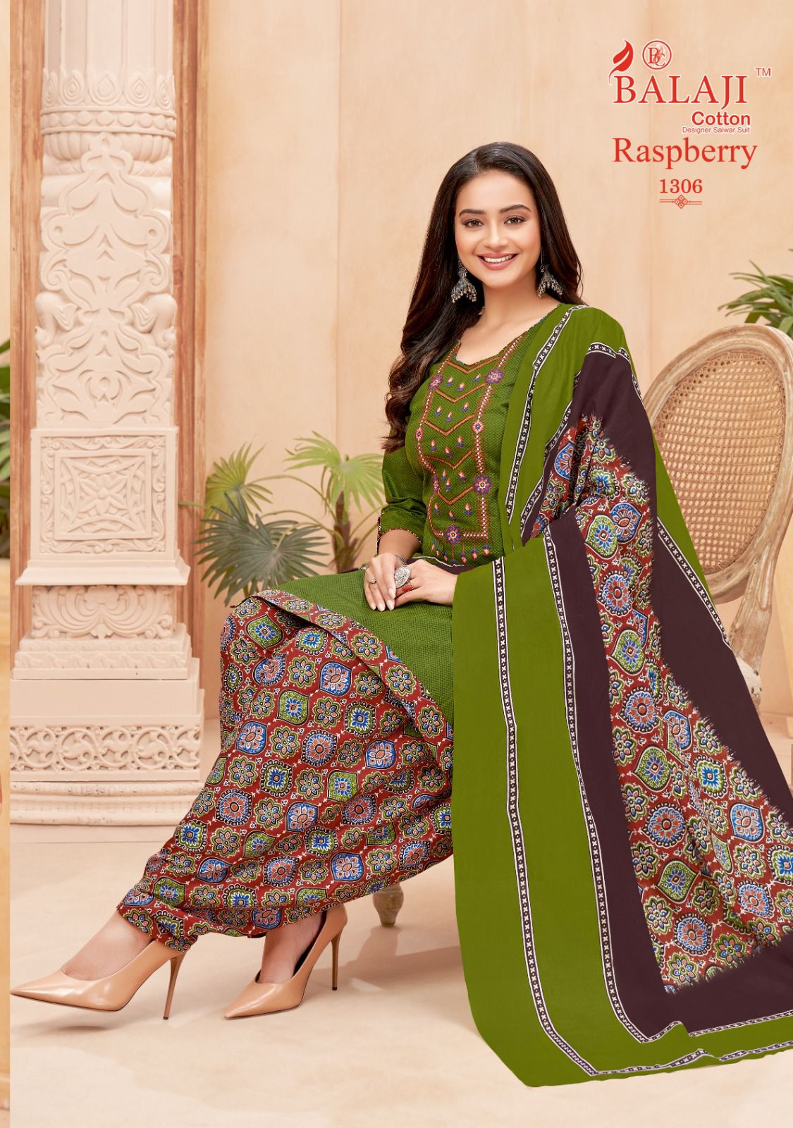Balaji Raspberry Vol 13 Embroidery Cotton Dress Material
